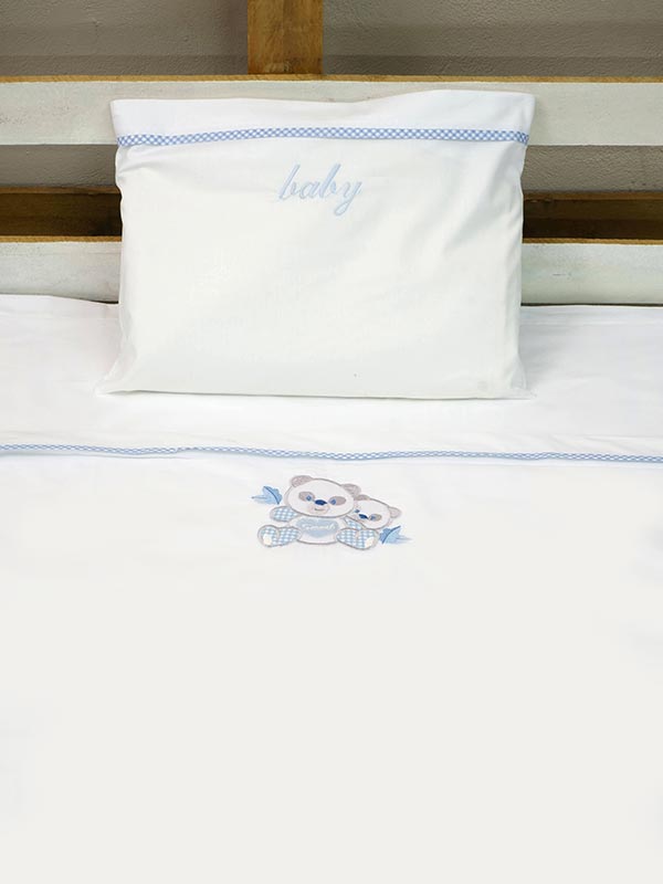 Σεντόνια κεντητά κούνιας Panda 02 Blue Κούνιας Sunshinehome |  Βρεφικά Σεντόνια στο espiti Σεντόνια κεντητά κούνιας Panda 02 Blue Κούνιας Sunshinehome |  Βρεφικά Σεντόνια στο espiti