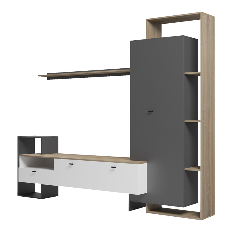 Σύνθετο σαλονιού Ferefia pakoworld σε sonoma με λευκή και γκρι απόχρωση 240x45.5x189.5εκ |  Συνθέσεις σαλονιού στο espiti Σύνθετο σαλονιού Ferefia pakoworld σε sonoma με λευκή και γκρι απόχρωση 240x45.5x189.5εκ |  Συνθέσεις σαλονιού στο espiti