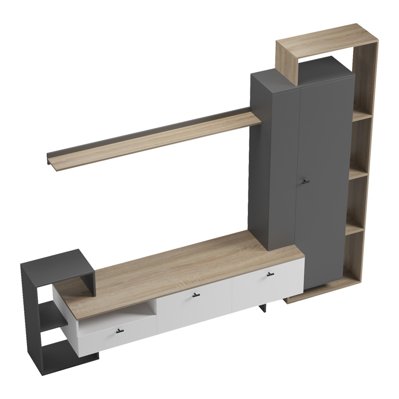 Σύνθετο σαλονιού Ferefia pakoworld σε sonoma με λευκή και γκρι απόχρωση 240x45.5x189.5εκ |  Συνθέσεις σαλονιού στο espiti Σύνθετο σαλονιού Ferefia pakoworld σε sonoma με λευκή και γκρι απόχρωση 240x45.5x189.5εκ |  Συνθέσεις σαλονιού στο espiti