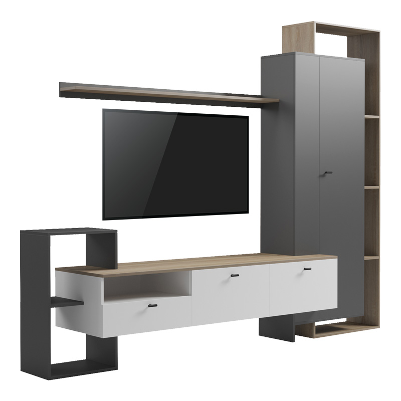 Σύνθετο σαλονιού Ferefia pakoworld σε sonoma με λευκή και γκρι απόχρωση 240x45.5x189.5εκ |  Συνθέσεις σαλονιού στο espiti Σύνθετο σαλονιού Ferefia pakoworld σε sonoma με λευκή και γκρι απόχρωση 240x45.5x189.5εκ |  Συνθέσεις σαλονιού στο espiti