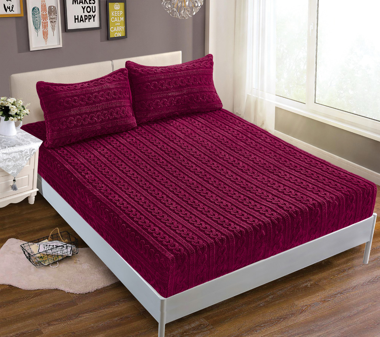 Σεντόνι fleece braid (160cm x 200cm ) μπορντώ 5206978163531 SilkFashion |  Σεντόνια Υπέρδιπλα / King Size στο espiti Σεντόνι fleece braid (160cm x 200cm ) μπορντώ 5206978163531 SilkFashion |  Σεντόνια Υπέρδιπλα / King Size στο espiti