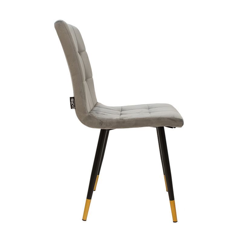 Καρέκλα Cassandra pakoworld βελούδο γκρι-μαύρο χρυσό πόδι
