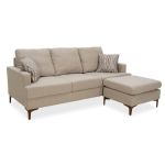 Γωνιακός καναπές με σκαμπό Slim pakoworld υφασμάτινος χρώμα μπεζ με μαξιλάρια 185x140x70εκ |  Καναπέδες γωνιακοί στο espiti