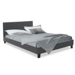 Κρεβάτι Nevil pakoworld διπλό 150x200 με ύφασμα χρώμα ανθρακί |  Κρεβάτια στο espiti