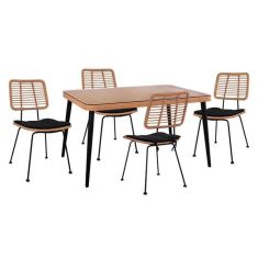 ΣΕΤ 5ΤΜΧ ALLEGRA WICKER ΜΕ ΤΡΑΠΕΖΙ 140X80Χ78Υ ΜΠΕΖ & ΜΑΥΡΟ ΧΡΩΜΑ HM10492 |  Σετ τραπεζαρία κήπου στο espiti