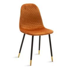 Καρέκλα Sila pakoworld βελούδο κεραμιδί-μαύρο χρυσό πόδι |  Επιπλα στο espiti