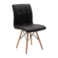 Καρέκλα Cian II pakoworld PU μαύρο-φυσικό πόδι |  Καρέκλες στο espiti