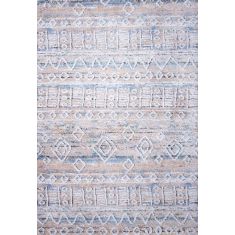 Shaggy χαλί Vesna 8495/110 μπεζ γαλάζιο με έθνικ σχήματα με το μέτρο - Colore Colori |  Χαλιά Κρεβατοκάμαρας στο espiti