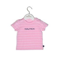 Nautica Des.12 T-Shirt  Jersey Organic Ροζ Ριγέ 68cm 3-6 μηνών |  Βρεφικά Σετ κούνιας στο espiti