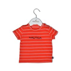 Nautica Des.16 T-Shirt  Jersey Organic Κόκκινο Ριγέ 74cm 6-9 μηνών |  Βρεφικά Σετ κούνιας στο espiti