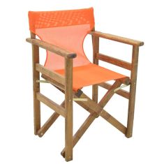 Καρέκλα-πολυθρόνα σκηνοθέτη Retto pakoworld μασίφ ξύλο οξιάς καρυδί-πανί πορτοκαλί |  Πολυθρόνες κήπου στο espiti