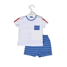 Nautica Des.11 Σετ T-Shirt & Shorts Jersey Organic Μπλε Ριγέ 74cm |  Βρεφικά Σετ κούνιας στο espiti