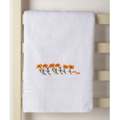 Δωδεκάδα πετσέτες χεριών (30cm x 50cm) λευκό με πορτοκαλί λουλούδι 6978000004837 SilkFashion |  Σετ Πετσέτες στο espiti
