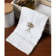 Δωδεκάδα πετσέτες χεριών (30cm x 50cm) λευκό με γλάστρα ΚΡΗΤΗ 6978000004850 SilkFashion |  Πετσέτες Κουζίνας στο espiti