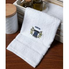 Δωδεκάδα πετσέτες χεριών (30cm x 50cm) λευκό με μπλέ κίωνα ΚΡΗΤΗ 6978000004857 SilkFashion |  Πετσέτες Κουζίνας στο espiti
