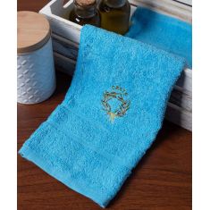 Δωδεκάδα πετσέτες χεριών (30cm x 50cm) μπλέ με στεφάνι ΚΡΗΤΗ 6978000004860 SilkFashion |  Πετσέτες Κουζίνας στο espiti