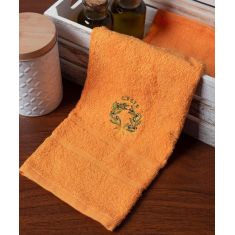 Δωδεκάδα πετσέτες χεριών (30cm x 50cm) πορτοκαλί με στεφάνι ΚΡΗΤΗ 6978000004861 SilkFashion |  Πετσέτες Κουζίνας στο espiti
