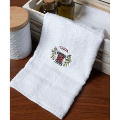 Δωδεκάδα πετσέτες χεριών (30cm x 50cm) λευκό με κόκκινο κίωνα ΚΡΗΤΗ 6978000004862 SilkFashion |  Πετσέτες Κουζίνας στο espiti