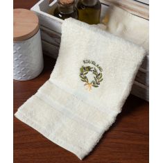 Δωδεκάδα πετσέτες χεριών (30cm x 50cm) ivory με στεφάνι ΚΩΣ 6978000004841 SilkFashion |  Πετσέτες Κουζίνας στο espiti
