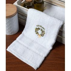 Δωδεκάδα πετσέτες χεριών (30cm x 50cm) λευκό με στεφάνι ΚΩΣ 6978000004840 SilkFashion |  Πετσέτες Κουζίνας στο espiti