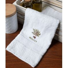 Δωδεκάδα πετσέτες χεριών (30cm x 50cm) λευκό με γλάστρα ΡΟΔΟΣ 6978000004849 SilkFashion |  Πετσέτες Κουζίνας στο espiti