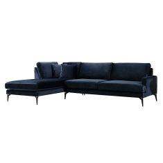 Γωνιακός καναπές Fortune pakoworld δεξιά γωνία βελούδο μπλέ-μαύρο 283x180x88εκ |  Κατόπιν Παραγγελίας στο espiti