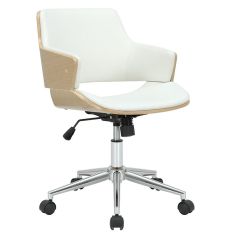 Καρέκλα γραφείου εργασίας Fern pakoworld PU λευκό ξύλο φυσικό |  Καρέκλες γραφείου στο espiti