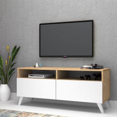 Έπιπλο τηλεόρασης Encoy Megapap από μελαμίνη χρώμα sonoma - λευκό 120x35x50εκ. |  Έπιπλα τηλεόρασης στο espiti