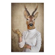 Πίνακας σε καμβά "Woman With Deer Head" Megapap ψηφιακής εκτύπωσης 50x75x3εκ. |  Πίνακες στο espiti