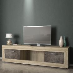 Έπιπλο τηλεόρασης Desmond Megapap από μελαμίνη χρώμα γκρι oak - dark atelier 185x40x48εκ. |  Έπιπλα τηλεόρασης στο espiti