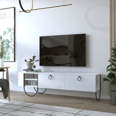 Έπιπλο τηλεόρασης Norfolk Megapap από μελαμίνη χρώμα λευκό 151x35x43εκ. |  Έπιπλα τηλεόρασης στο espiti