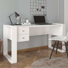 Γραφείο εργασίας Fernando Megapap από μελαμίνη χρώμα λευκό 158,4x60x72,2εκ. |  Γραφεία στο espiti