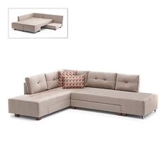 Γωνιακός καναπές - κρεβάτι Manama Megapap αριστερή γωνία υφασμάτινος χρώμα κρεμ 280x206x85εκ. |  Καναπέδες-Κρεβάτι στο espiti