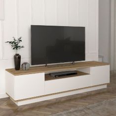 Έπιπλο τηλεόρασης Fedya Megapap από μελαμίνη χρώμα λευκό - sapphire oak 180x45x44,6εκ. |  Έπιπλα τηλεόρασης στο espiti