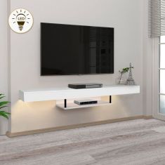 Έπιπλο τηλεόρασης επιτοίχιο Albares Megapap από μελαμίνη με LED χρώμα λευκό 150x29,6x22εκ. |  Έπιπλα τηλεόρασης στο espiti