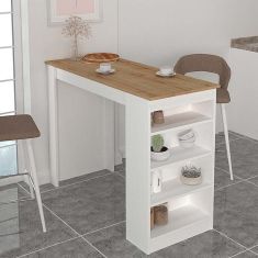 Τραπέζι μπαρ Monaco Megapap από μελαμίνη χρώμα λευκό - sapphire oak 120x51,6x101,8εκ. |  Τραπέζια στο espiti
