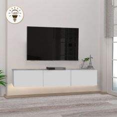 Έπιπλο τηλεόρασης επιτοίχιο Damla Megapap από μελαμίνη με LED χρώμα λευκό 180x29,5x29,5εκ. |  Έπιπλα τηλεόρασης στο espiti