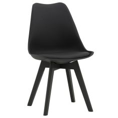 Καρέκλα Gaston pakoworld PP-PU μαύρο-πόδι ξύλο μαύρο |  Καρέκλες στο espiti