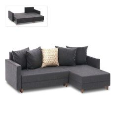 Γωνιακός καναπές - κρεβάτι Aydam Megapap δεξιά γωνία υφασμάτινος με αποθηκευτικό χώρο χρώμα ανθρακί 215x150x80εκ. |  Καναπέδες-Κρεβάτι στο espiti