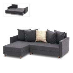 Γωνιακός καναπές - κρεβάτι Aydam Megapap αριστερή γωνία υφασμάτινος με αποθηκευτικό χώρο χρώμα ανθρακί 215x150x80εκ. |  Καναπέδες-Κρεβάτι στο espiti