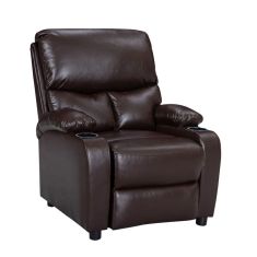 Πολυθρόνα relax με ποτηροθήκη Gartia pakoworld  καφέ PU 79x94x102εκ |  Πολυθρόνες σαλονιού στο espiti