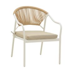 Πολυθρόνα Jerqui pakoworld wicker rattan φυσικό-μεταλλικό εκρού πόδι-μπεζ μαξιλάρι 60x64x78εκ |  Πολυθρόνες κήπου στο espiti