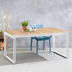 Τραπέζι κήπου Poseidon Megapap μέταλλο - ξύλο χρώμα λευκό - φυσικό 180x92x75εκ. |  Τραπέζια κήπου στο espiti