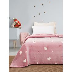 Κουβέρτα φωσφοριζέ μονή Hearts Pink Μονή (160x220) Sunshinehome |  Κουβέρτες Βελουτέ Μονές στο espiti
