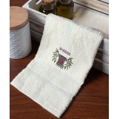 Δωδεκάδα πετσέτες χεριών (30cm x 50cm) ivory με κόκκινο κίωνα ΡΟΔΟΣ 5206978160264 SilkFashion |  Πετσέτες Κουζίνας στο espiti