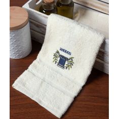 Δωδεκάδα πετσέτες χεριών (30cm x 50cm) ivory με μπλέ κίωνα ΡΟΔΟΣ 5206978160257 SilkFashion |  Πετσέτες Κουζίνας στο espiti