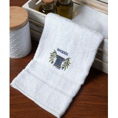 Δωδεκάδα πετσέτες χεριών (30cm x 50cm) λευκό με μπλέ κίωνα ΡΟΔΟΣ 5206978160295 SilkFashion |  Πετσέτες Κουζίνας στο espiti