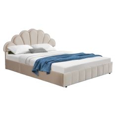 Κρεβάτι διπλό Wardie pakoworld βελούδο μπεζ με αποθηκευτικό χώρο 160x200εκ |  Κρεβάτια στο espiti