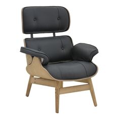 Πολυθρόνα relax Mirto pakoworld μασίφ ξύλο καρυδί -PU μαύρο 80x80x96.5εκ |  Πολυθρόνες σαλονιού στο espiti