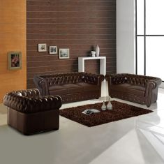 ΣΕΤ ΣΑΛΟΝΙ 2ΘΕΣΙΟ & 3ΘΕΣΙΟ & ΠΟΛΥΘΡΟΝΑ CHESTERFIELD ΣΚΟΥΡΟ ΚΑΦΕ |  Καναπέδες γωνιακοί στο espiti